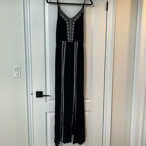 Black embroidered maxi dress
